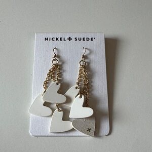 Nickel & Suede White Venus Heart Earrings